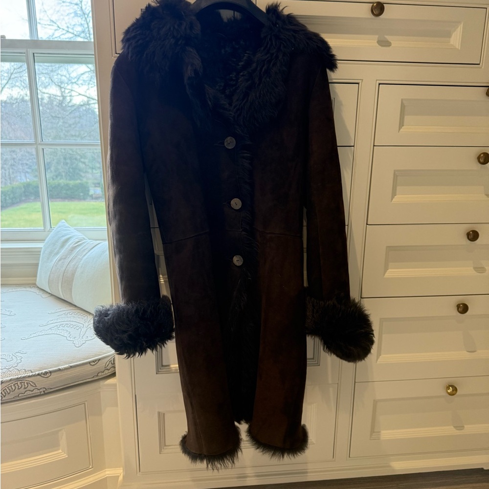 Chocolate shearling coat